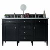 James Martin Vanities Brittany 60in Double Vanity, Black Onyx w/ 3 CM Arctic Fall Solid Surface Top 650-V60D-BKO-3AF